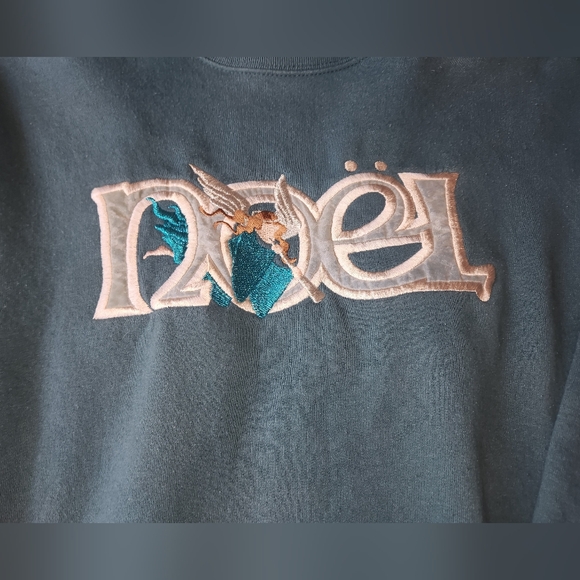 90s Vintage M&C Noel Christmas Holiday Sweatshirt Xl Blue Grannycore Winter‎ - Picture 3 of 4